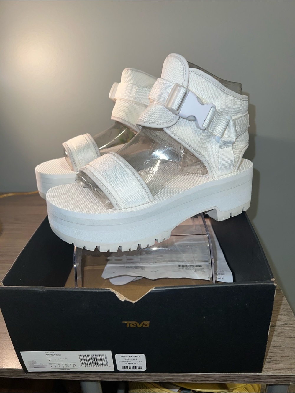 Teva White Chunky Platform Sandals with Adjustable Straps